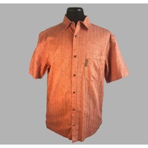 Columbia Large Short Sleeve Orange Button Up‎ Shirt